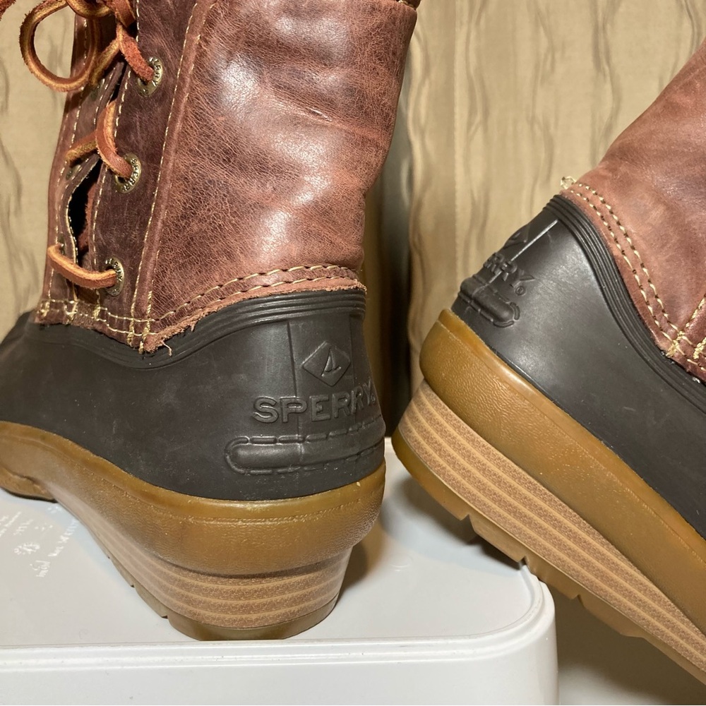 Sperry Top Sider Saltwater Wedge Tide Women's 7 Duck Boot Brown Leather STS80770 - Picture 15 of 16
